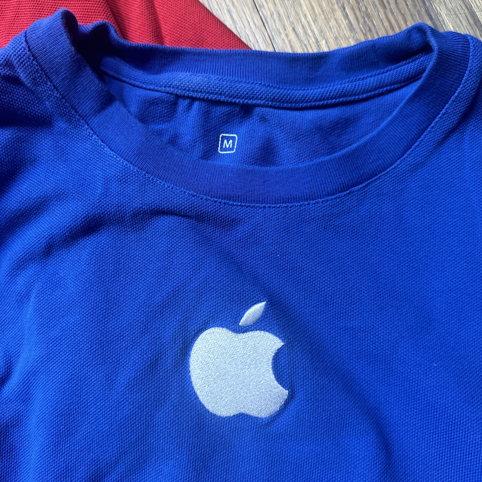 Official Apple Employee Shirt Red & Blue Long Sleeve Embroidered SZ Medium gallery