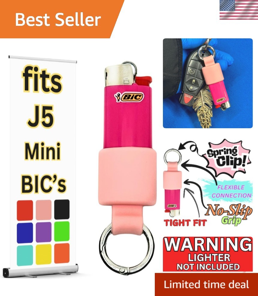 Vibrant J5 Silicone Lighter Holder with Spring Clip – Lightweight & Secure