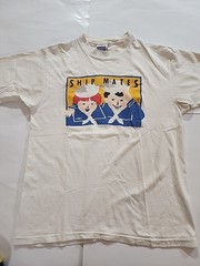 Vintage 90s Ship Mates Sailor Graphic Lg T-Shirt Sport Made in USA Navy Nautica