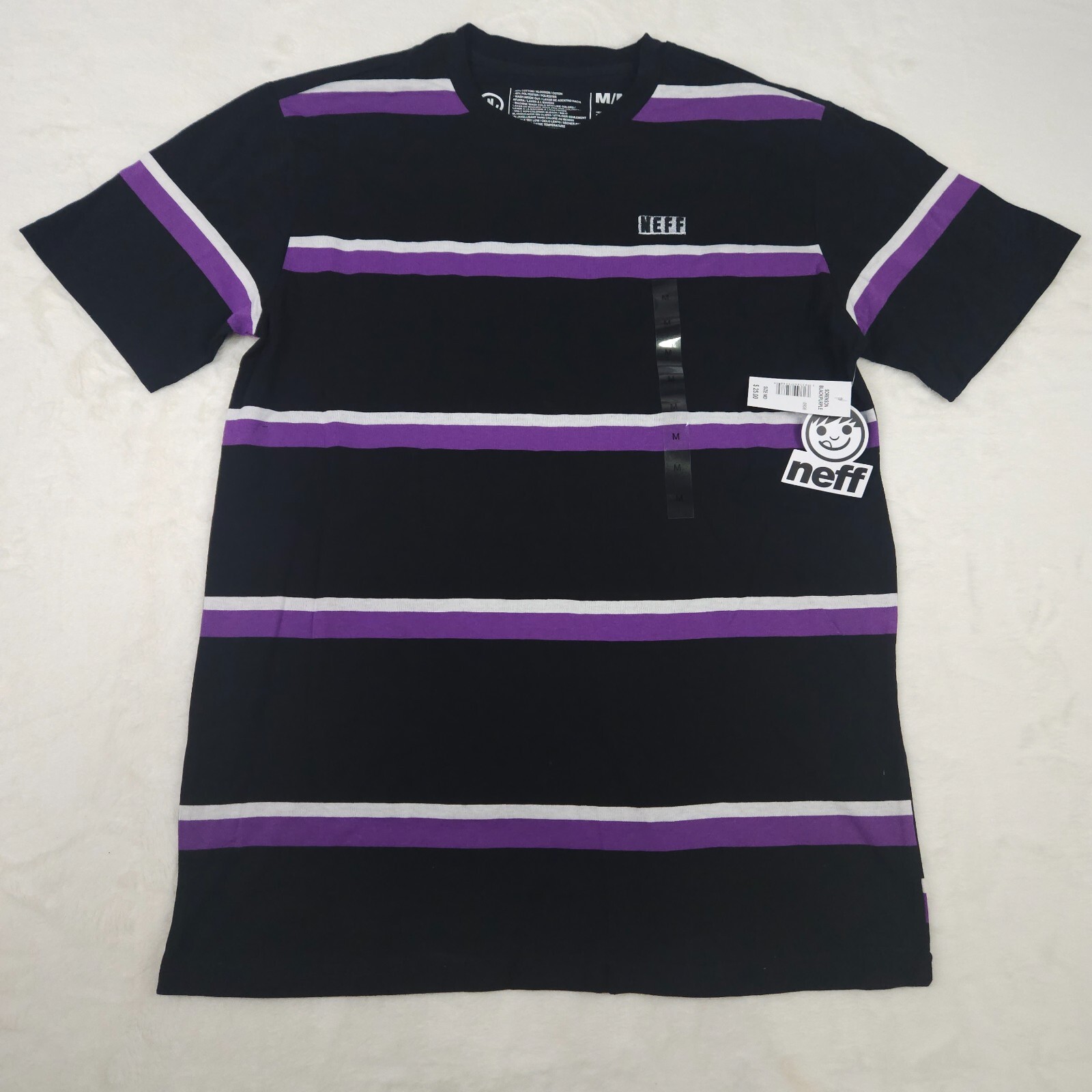Neff Sorenson Black Purple Striped Short Sleeve T-Shirt Men's Size S, M, L, XL gallery