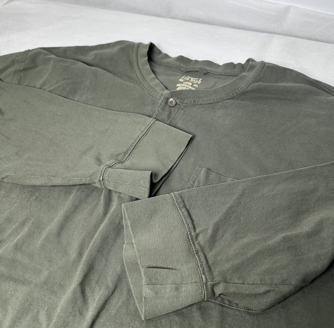 REDHEAD Long Sleeve Henley Shirt Men's 3XLT Olive Green gallery
