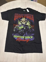Grave Digger Monster Jam Monster Truck Racing Shirt Mens Black Green Size M