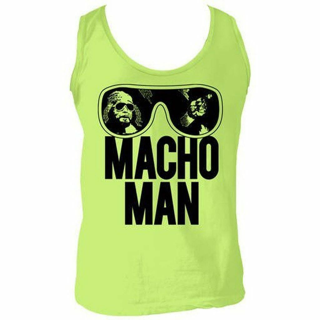 Adult WWE World Wrestling Entertainment Old School Macho Man Glasses Green Tank gallery