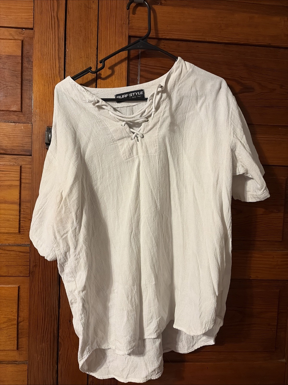 surf style interplanetary body gear White Cotton Lace Up Top, Unisex, Size Large