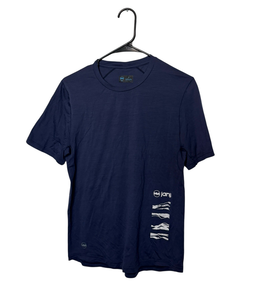 Janji Shirt Mens Small Navy Blue Repeat Merino Wool Blend Base Layer Running