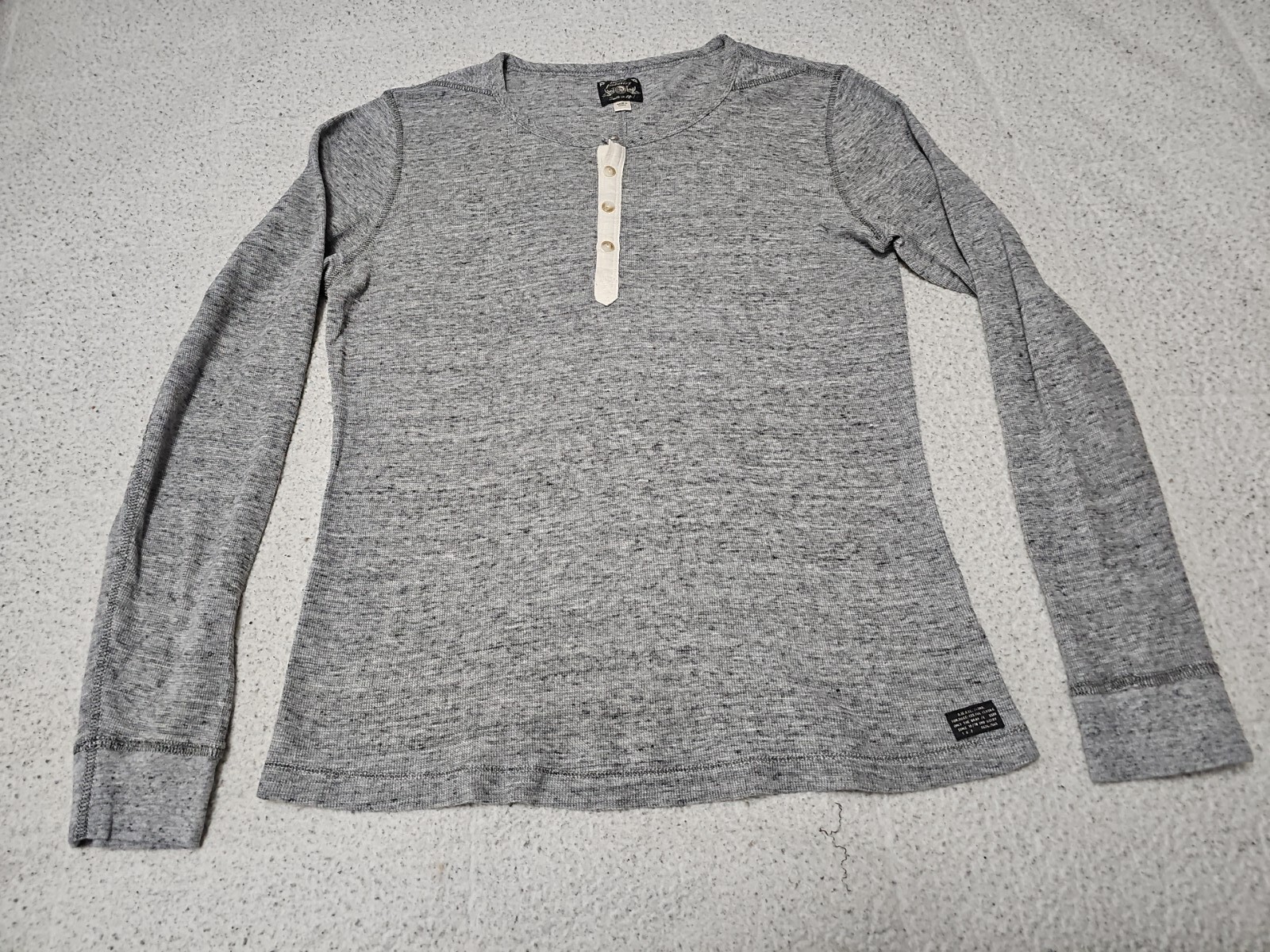 Diesel Industry Henley Stitched Nobel Gray Woven Long Sleeve Shirt SZ Large gallery