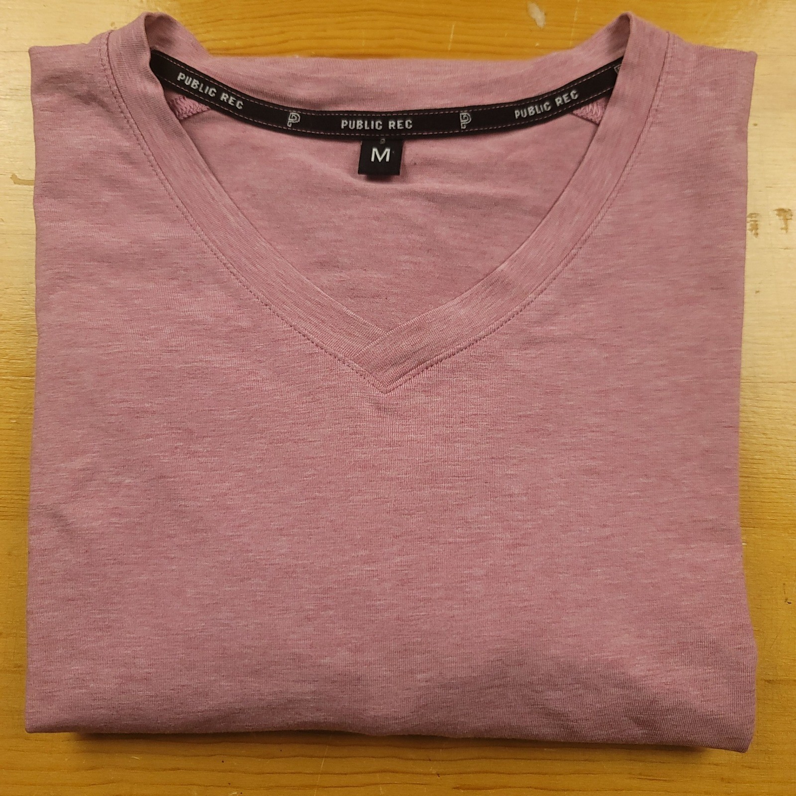 PUBLIC REC Mens V Neck T Shirt Short Sleeve Heathered Mauve Pink Pima Cotton M gallery