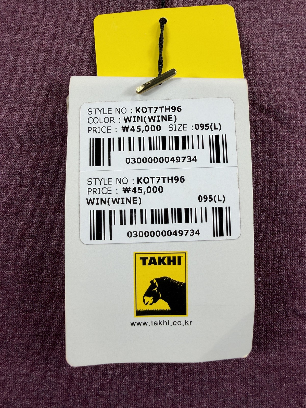 Takhi Shirt Mens Large Wine Red Long Sleeve Logo Tagless Stretch Tee Casual New gallery