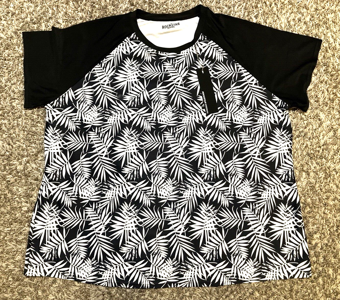 Rockstar Original Shirt Mens 5XL Black White Tropical Performance Sports Stretch
