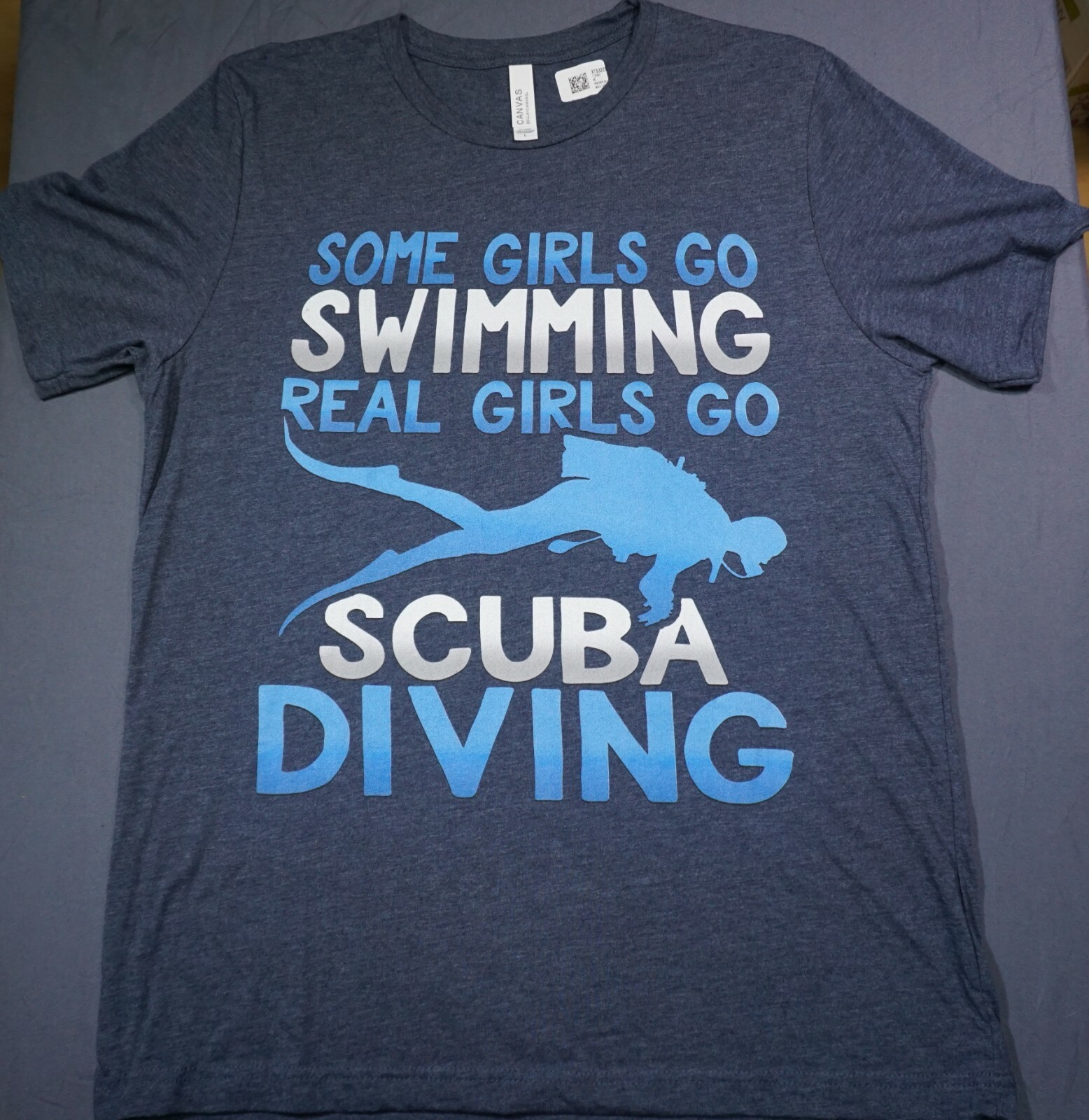 Real Girls Go Scuba Diving Adult Large Heather Blue T-Shirt NEW gallery