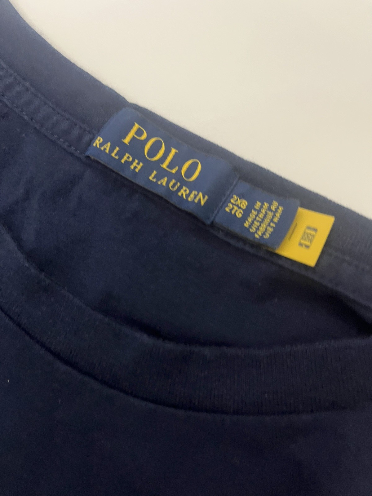 Polo Ralph Lauren Men's Paint Splatter Spell Out T-Shirt in Blue 2XS / 2TG EUC gallery