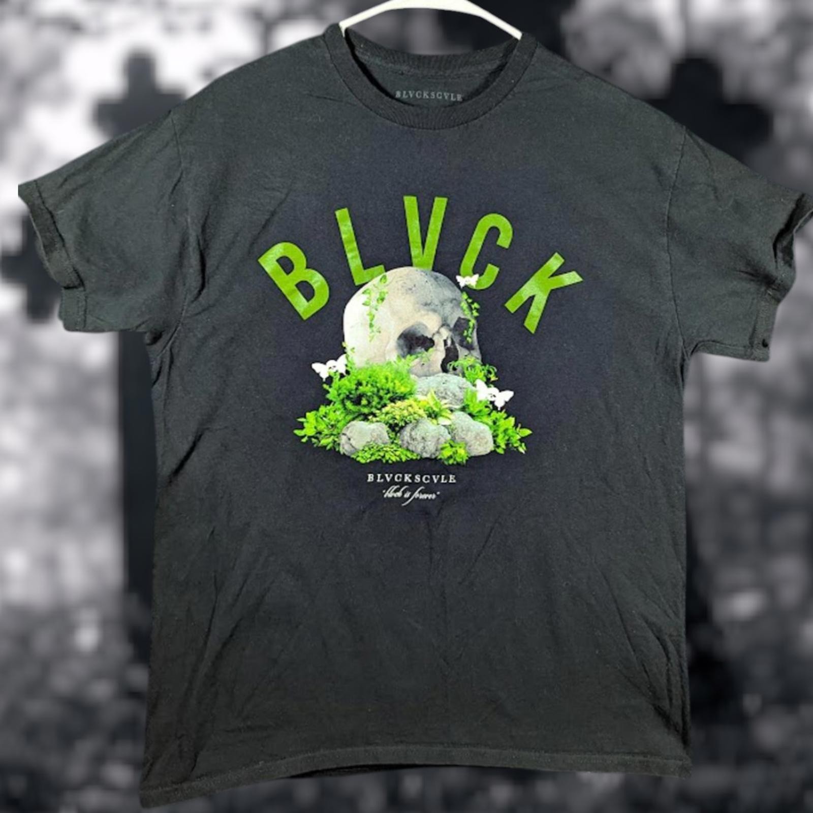 BLVCKSCVLE Men's Gothic Moss Skull Black Grunge Punk Metal L Tee Occult Satan gallery