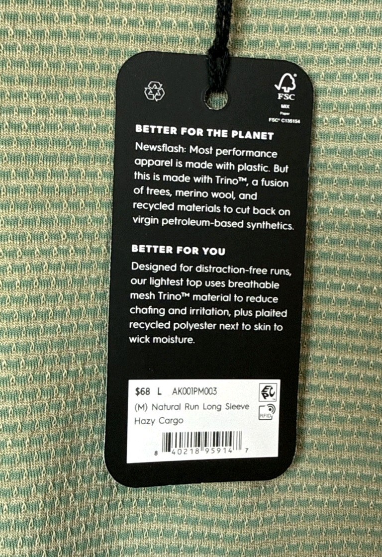 Allbirds Natural Run Long Sleeve Shirt Mens Size Large Green Merino Wool Blend gallery