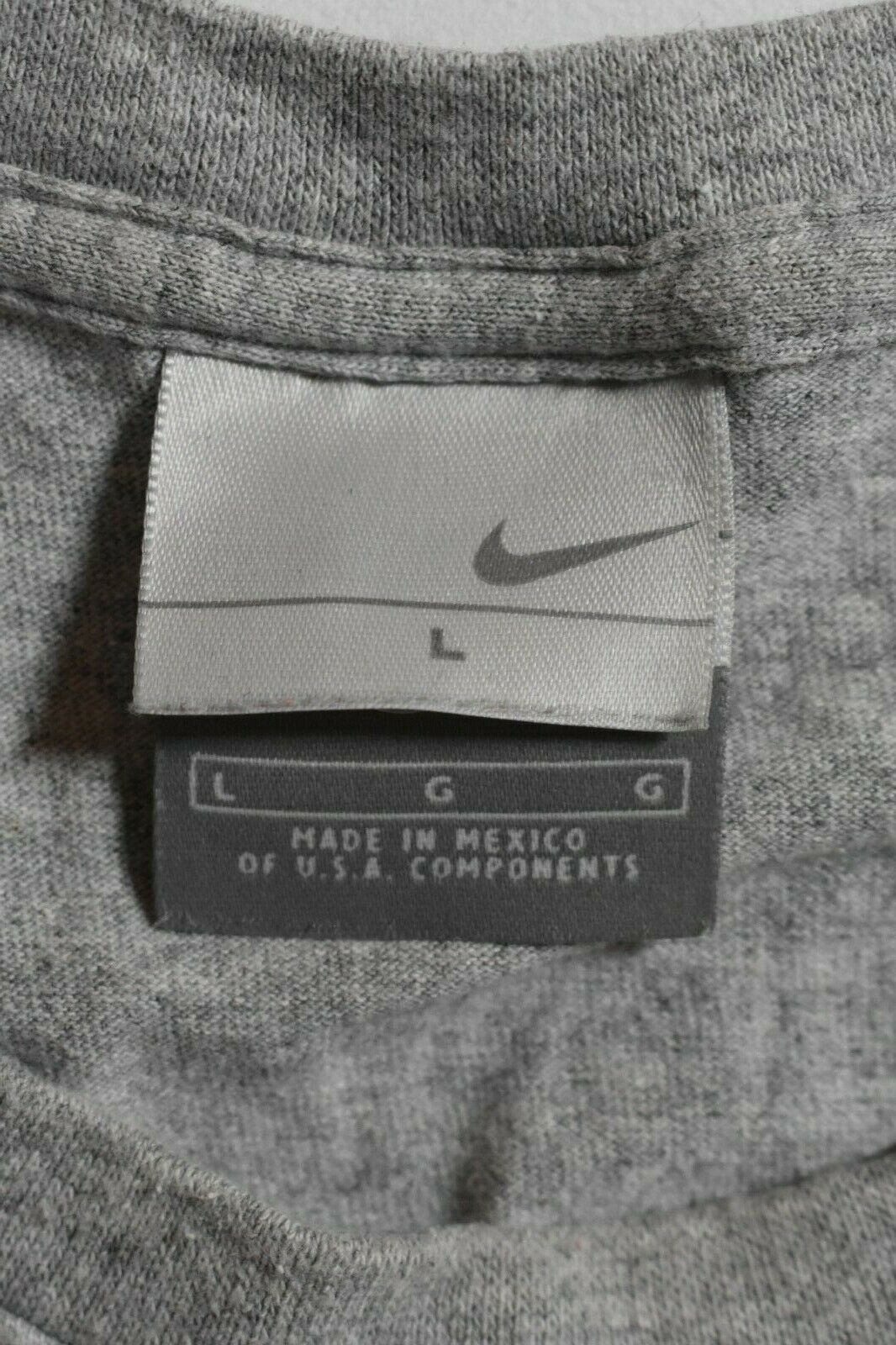 Nike Mens Gray Nike Logo Scoop Neck Short Sleeve Mexico Made Casual T Shirt L gallery