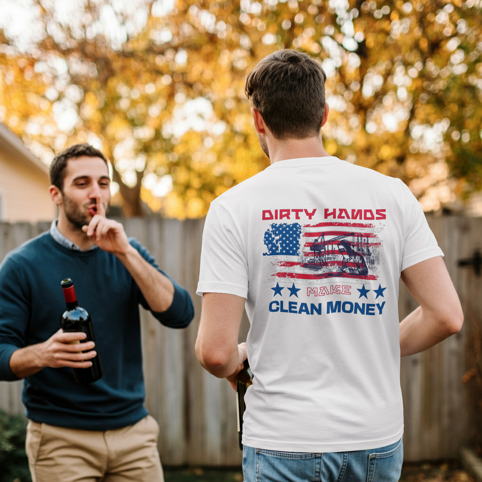 Dirty Hands Clean Money Shirt Blue Collar Work Mechanic Tee Back Print gallery