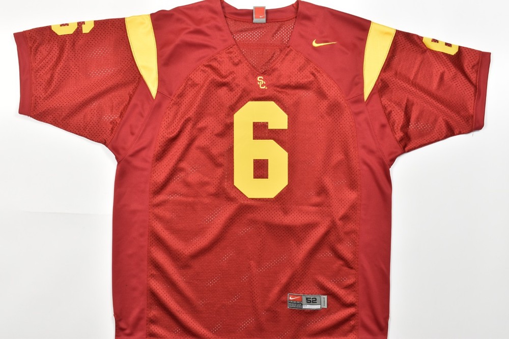 Nike Team USC Trojans Mark Sanchez #6 Football Jersey Cardinal Red Gold Size 52