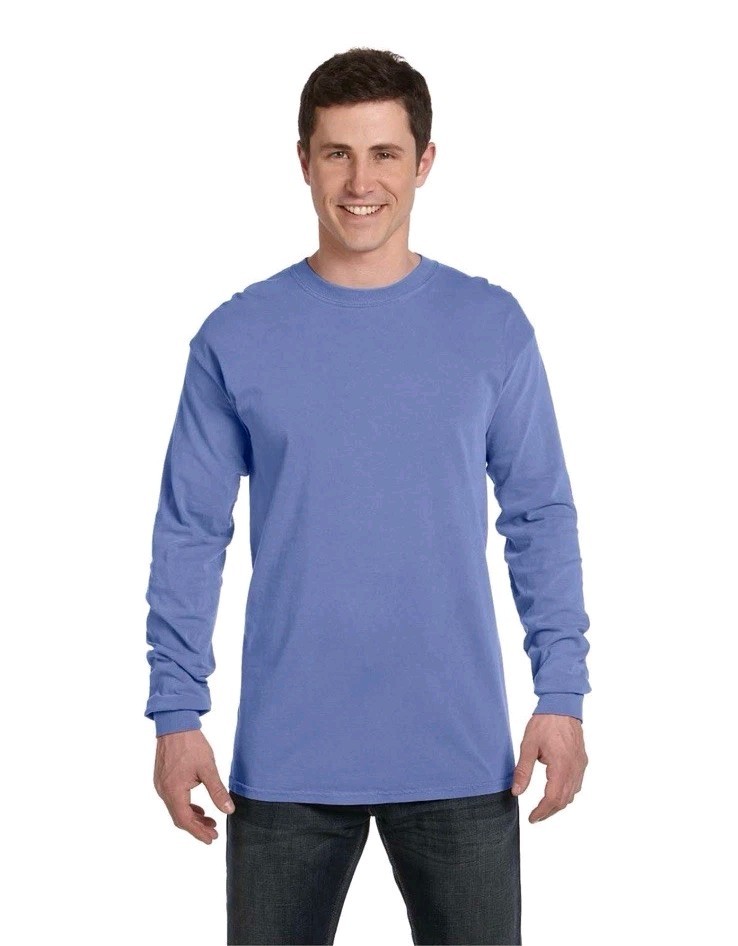 Comfort Colors Adult 100% USA Cotton Heavyweight RS Long Sleeve T-Shirt LG Blue gallery