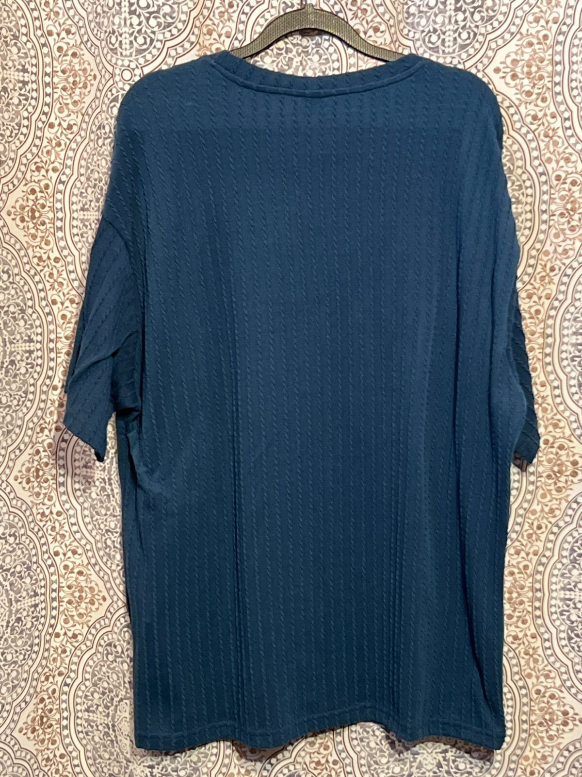 Manfinity Mens Textured Knit Navy Blue Short Sleeve Crew Neck T-Shirt Size L gallery