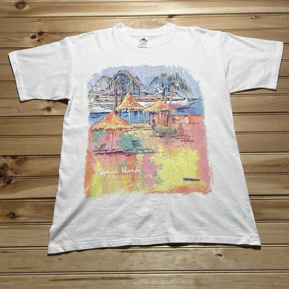Vintage 1995 Rainbow Group Richard Wallich Labadee Art T Shirt Size Large