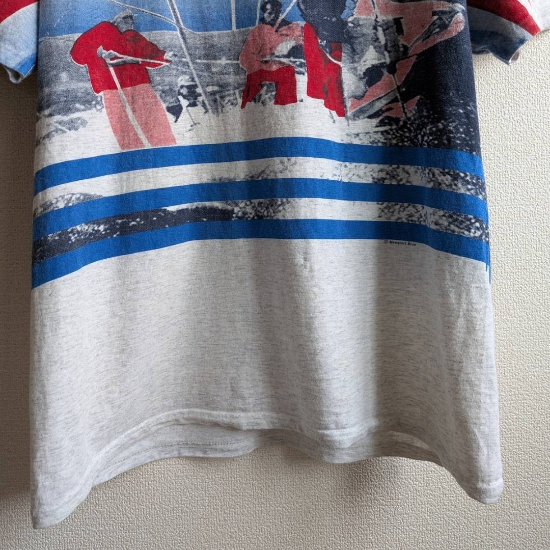 Vtg 90s Newport Blue Sailing Art T Shirt L Made in USA Single Stitch Sleeve Boxy gallery
