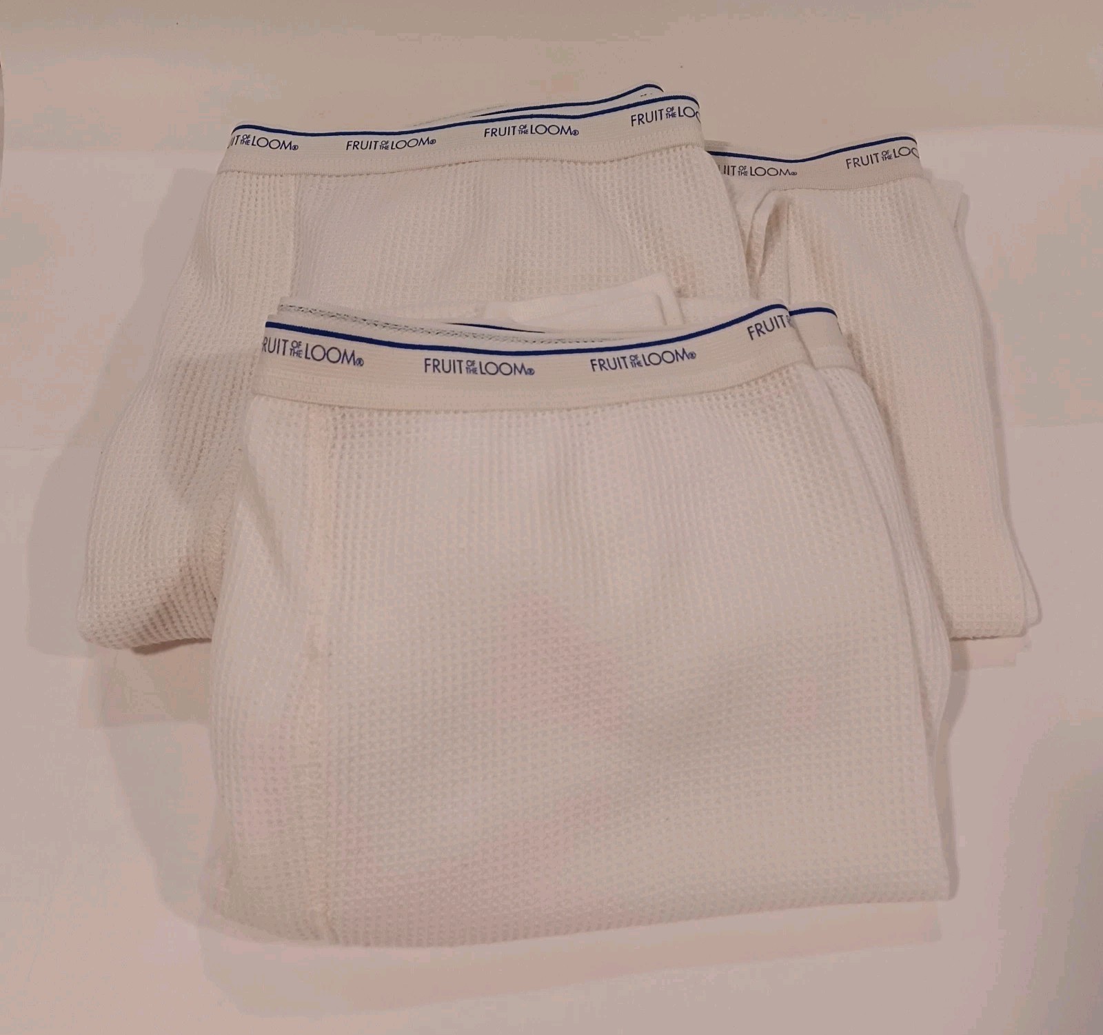 Mens Fruit Of The Loom White Thermal Long John Pants XL 3 Pairs