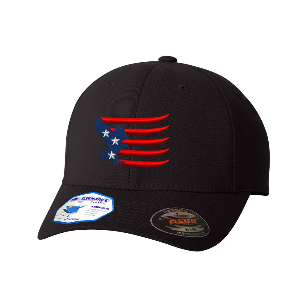 Flexfit Hats for Men & Women Eagle American Flag Embroidery Polyester