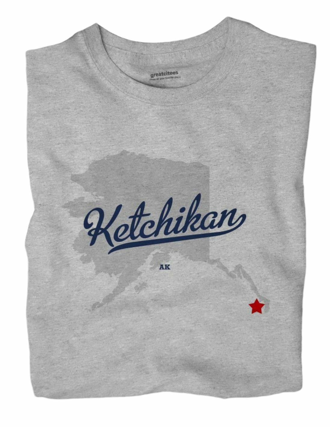 Ketchikan Alaska AK T-Shirt MAP