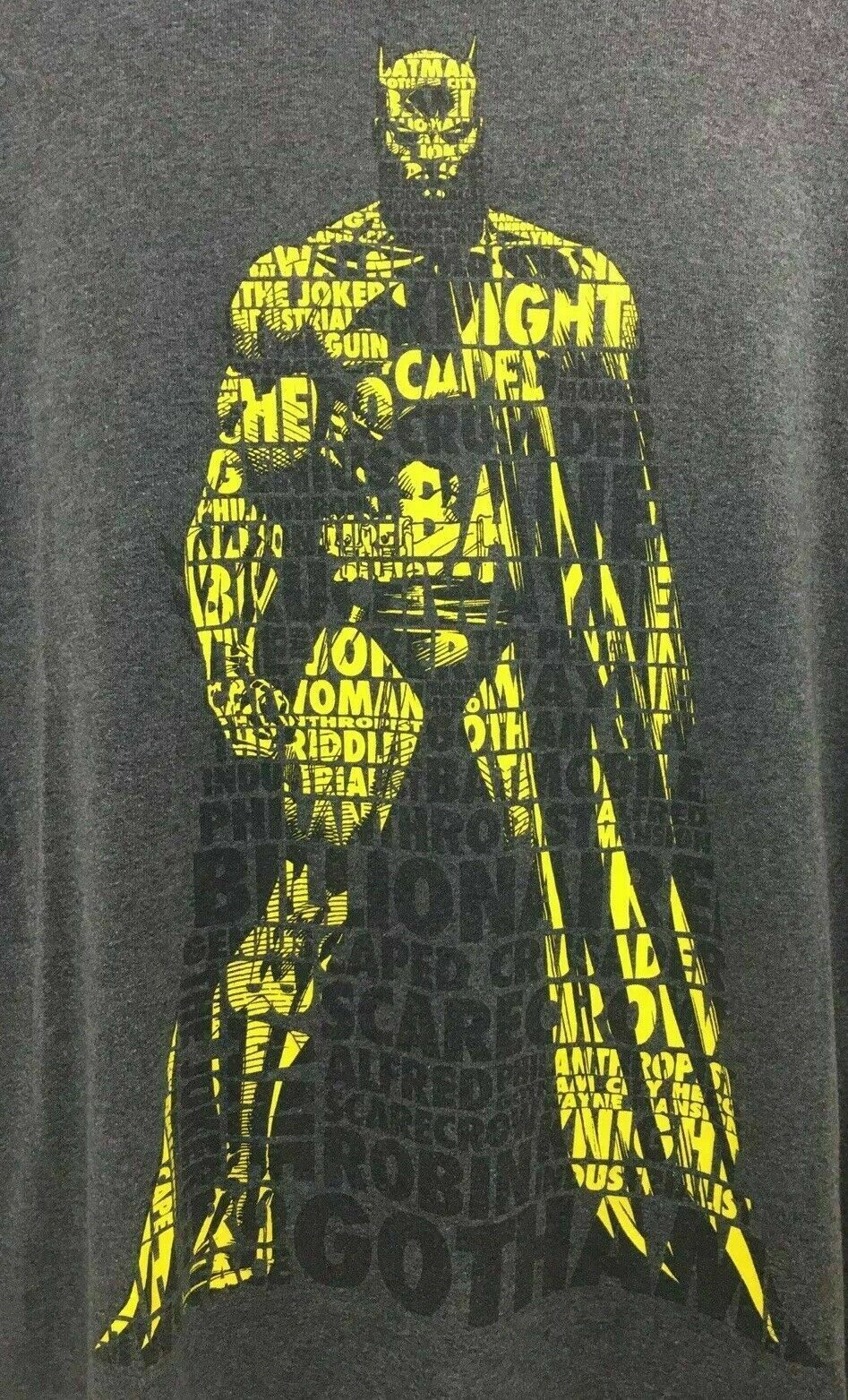 Batman Dark Knight DC Comics Mens Graphic Tshirt Gray and Yellow Size Large