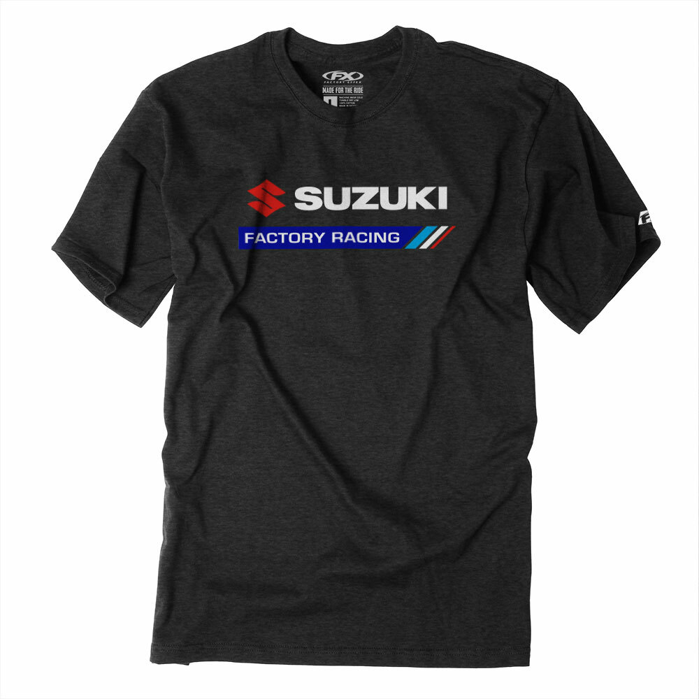 Factory Effex Suzuki Factory Racing Heather Charcoal T-Shirt Adult Licensed