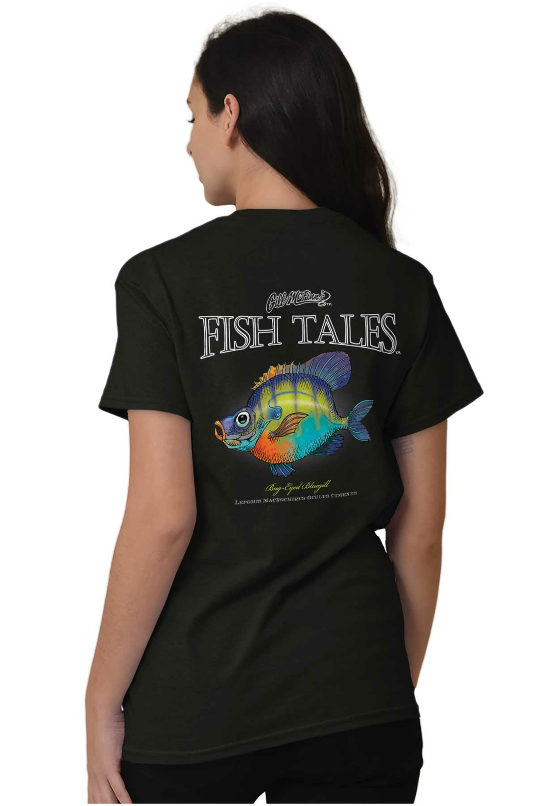 Gill McFinn's Fish Tales Bug Eyed Bluegill Womens or Mens Crewneck T Shirt Tee gallery