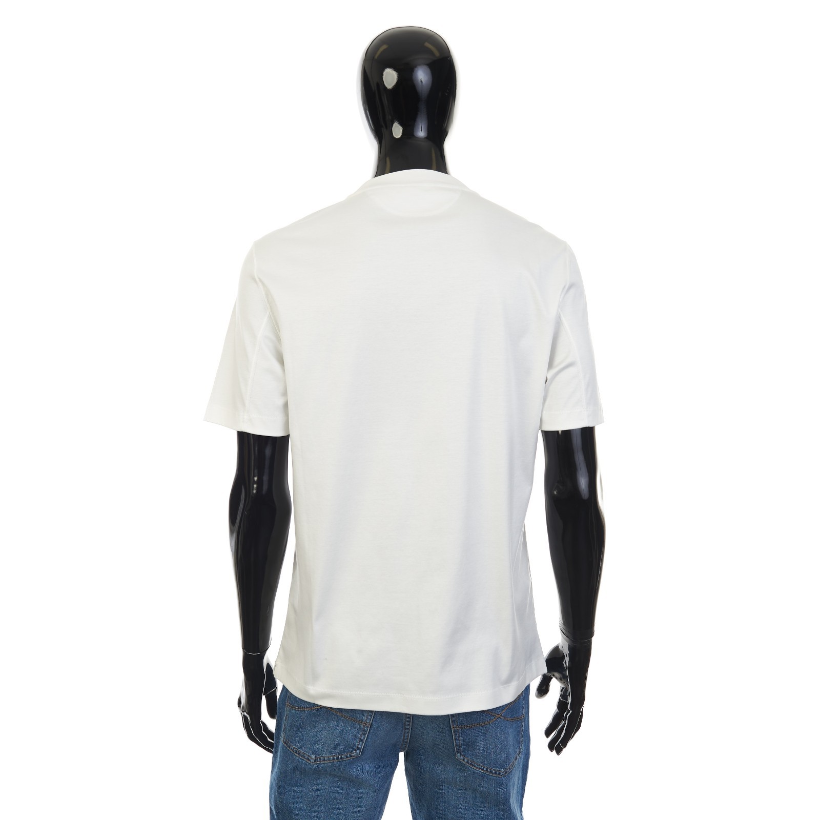 BRUNELLO CUCINELLI 650$ Crewneck Tshirt With Logo Print - White Cotton Jersey gallery