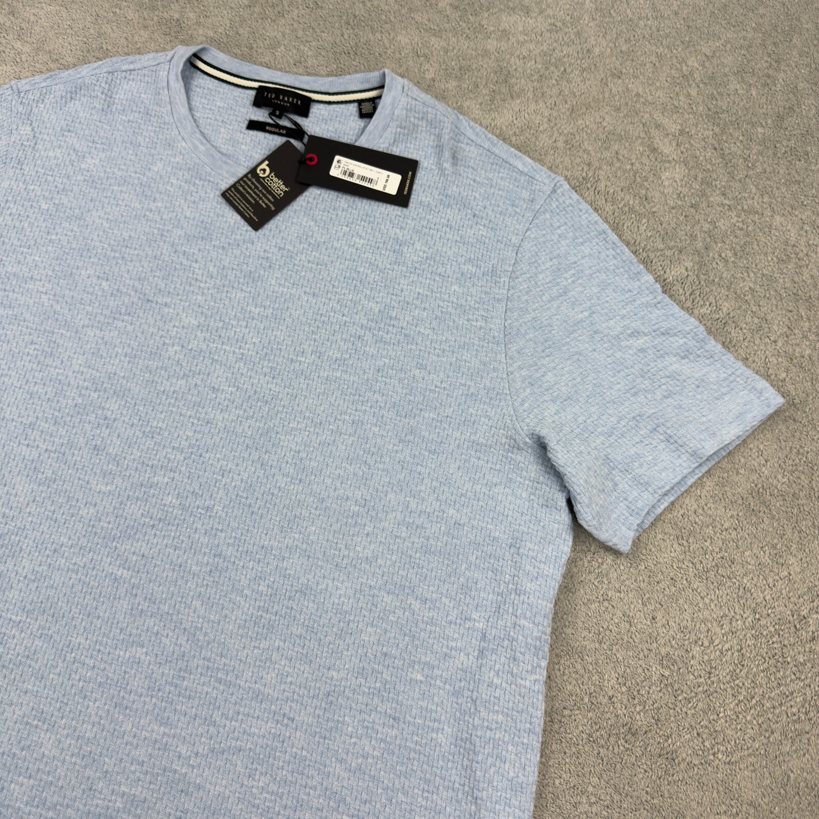 Ted Baker London Textured T-Shirt Short Sleeve Crew Neck Blue Size 5 XL gallery