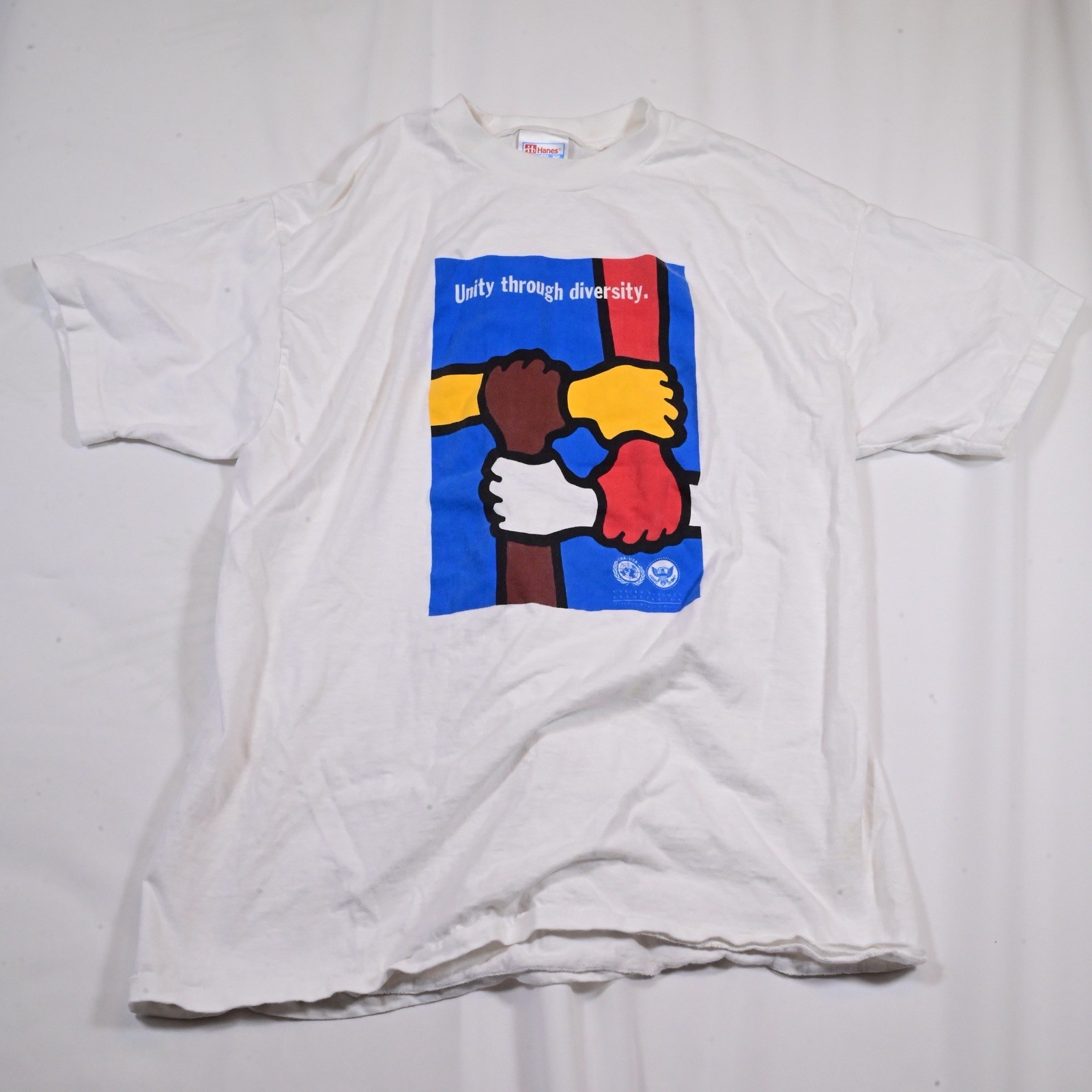 Vintage UN Single Stitch “Unity Through Diversity” T Shirt Beefy Hanes XL gallery