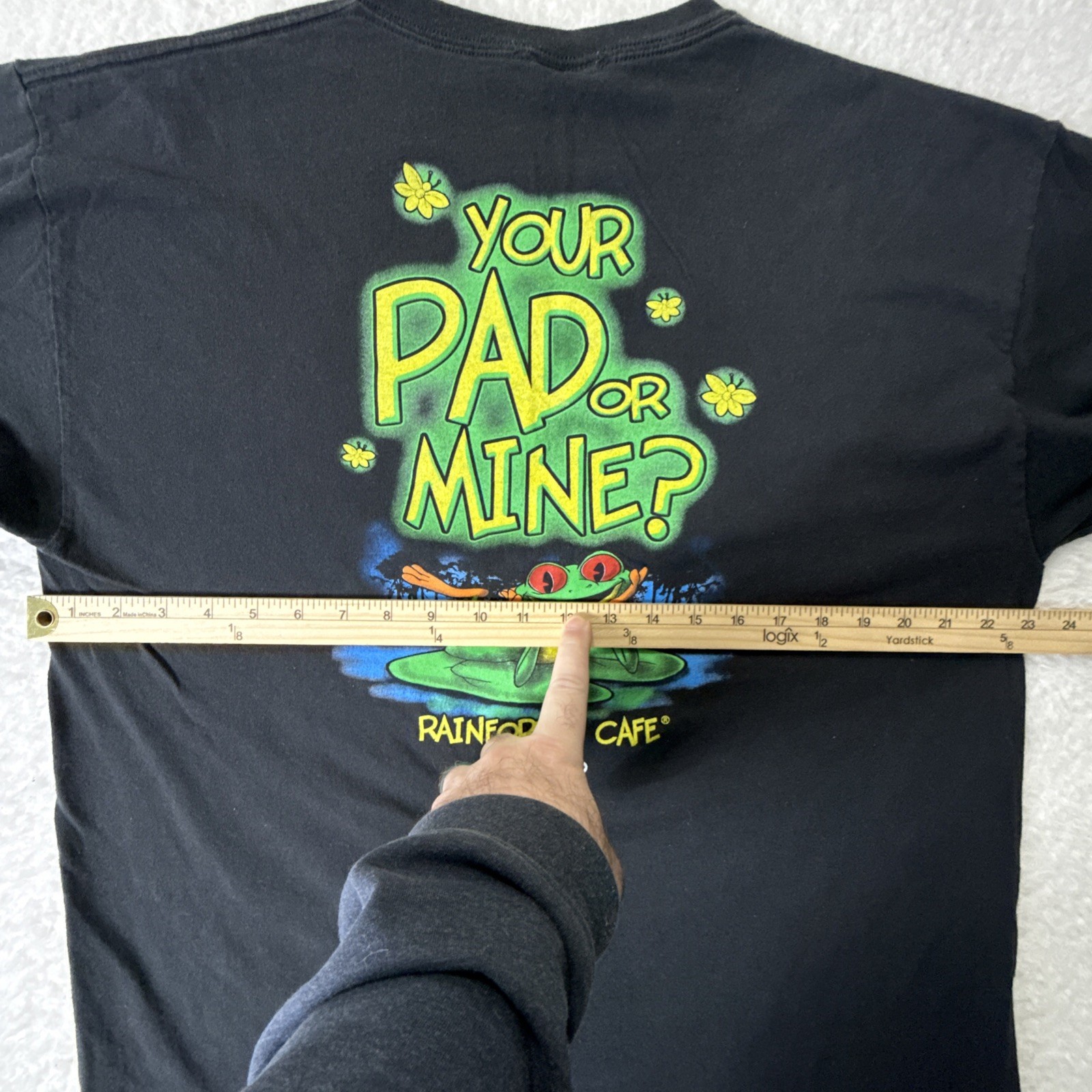 Rainforest Cafe Orlando T Shirt Black Your Pad Or Mine Frog XL Vintage 90's gallery