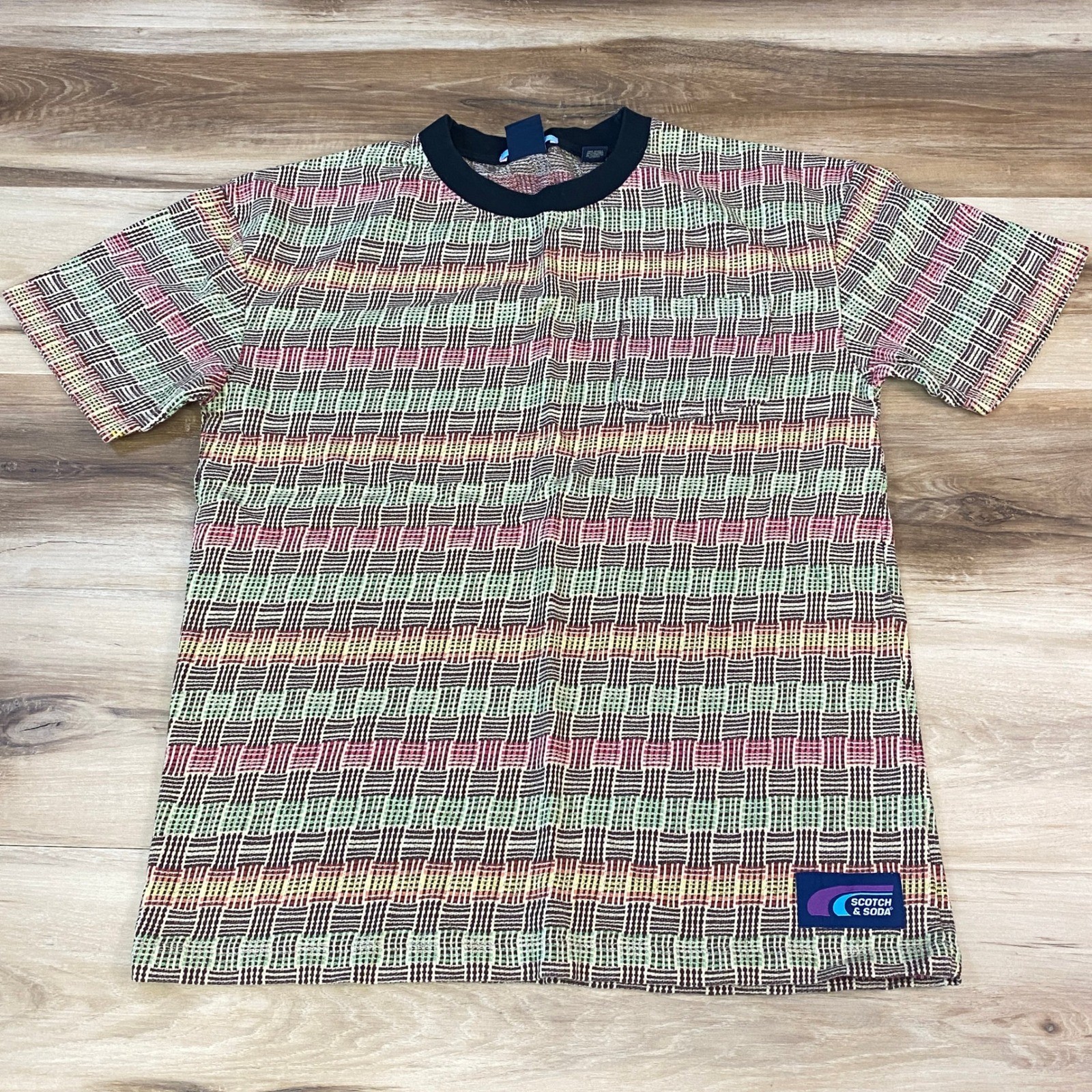 Scotch & Soda Tee Men Small Streetwear 100% Cotton Multi Color Basketweave gallery