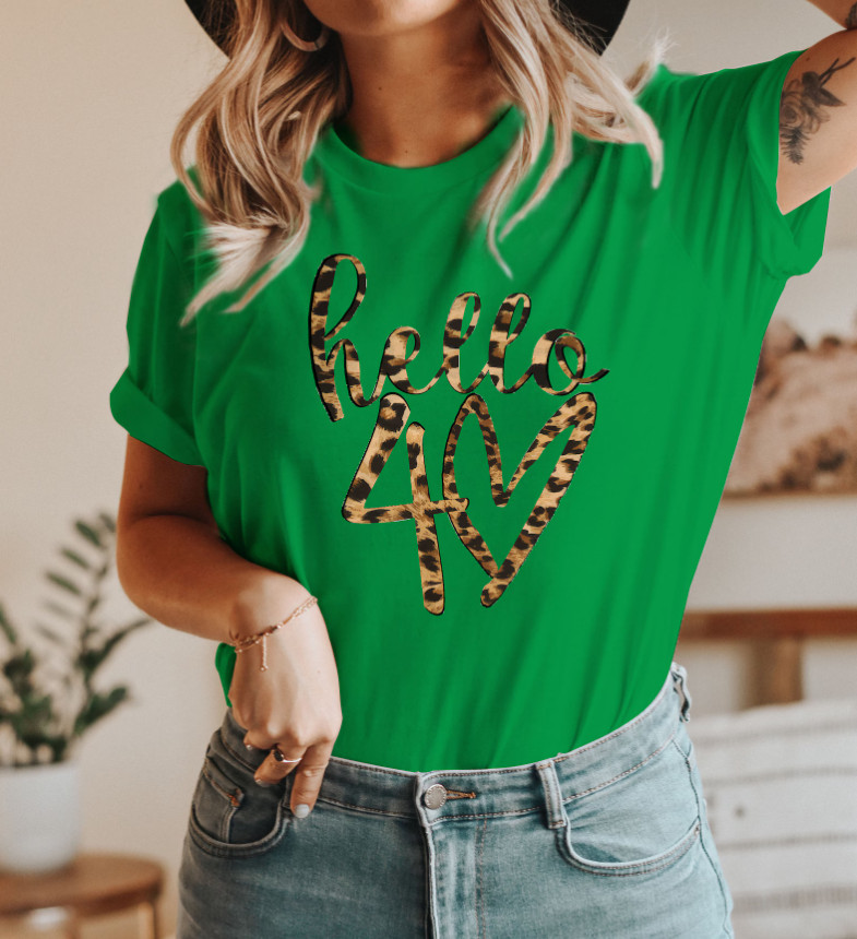 Hello 40 Leopard Tee Personalized 40th Birthday Gift for Mum UK Style gallery