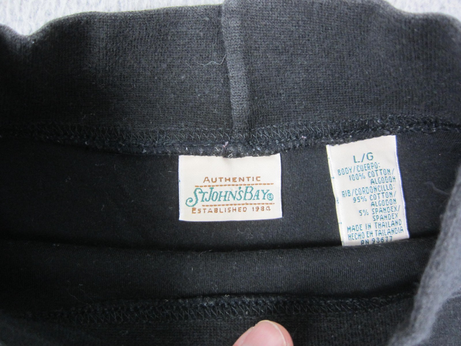 Vintage St Johns Bay Shirt Mens Large L Black Mock Neck Blank Long Sleeve 90s gallery