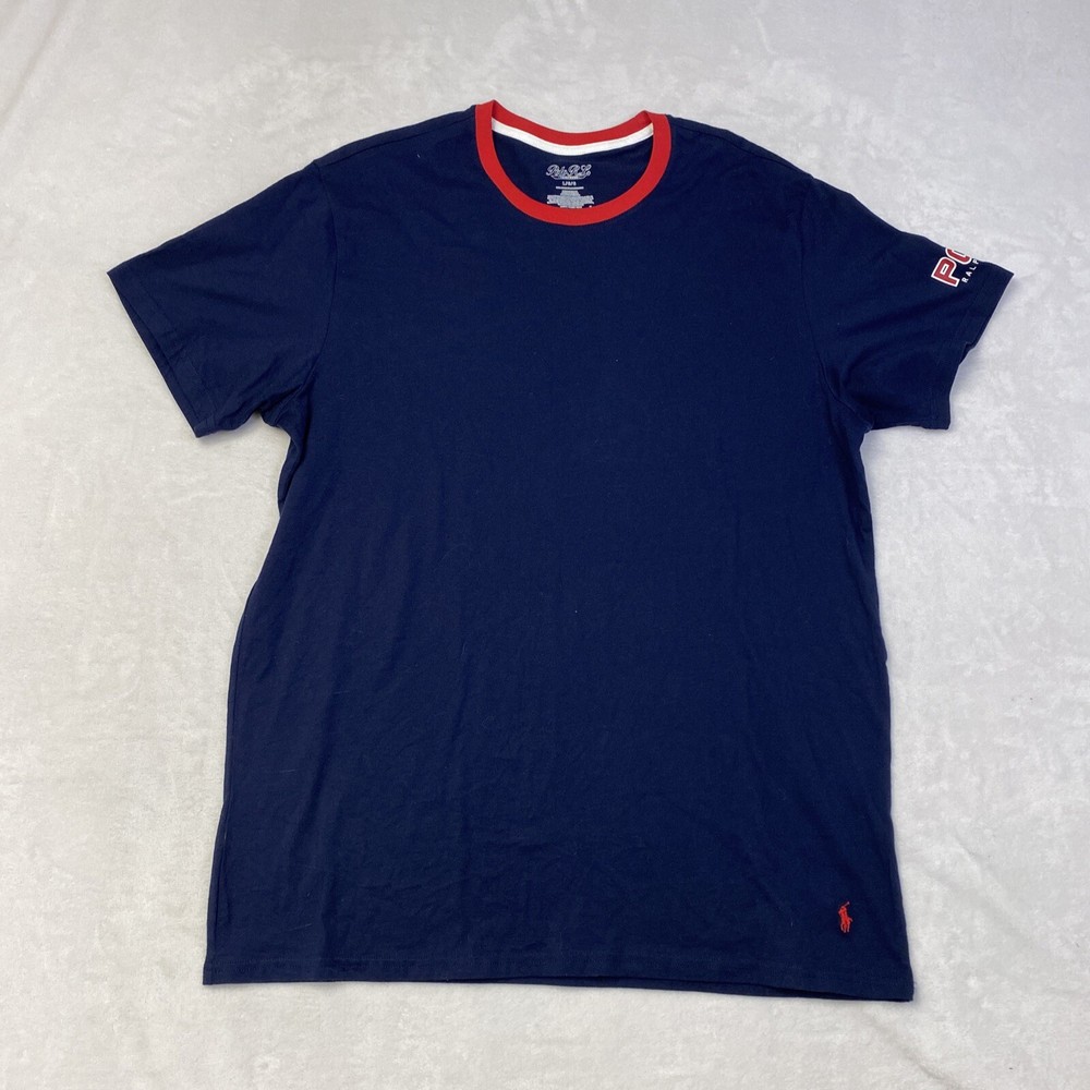 Polo Ralph Lauren Men’s Size Large Contrast Collar Navy Blue / Red T Shirt