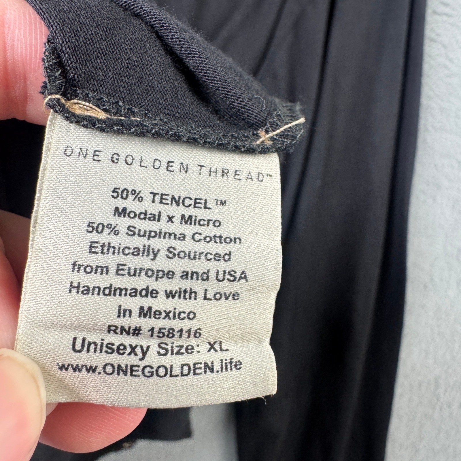 One Golden Thread Unisex Size XL Black Long Sleeve T-Shirt Tencel Supima Cotton gallery