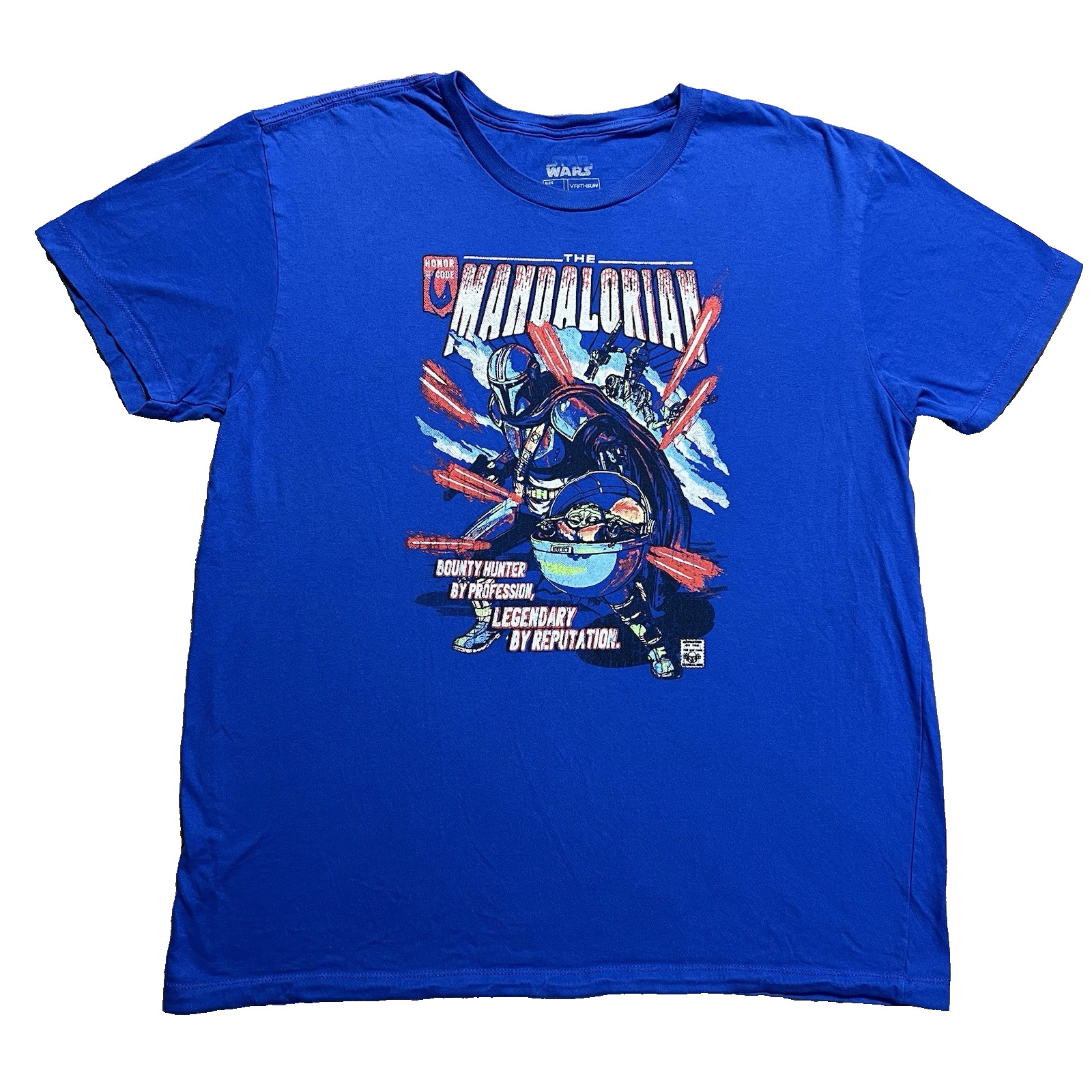 Star Wars T Shirt XL The Mandalorian Grogu Baby Yoda Comic Style Graphic Blue