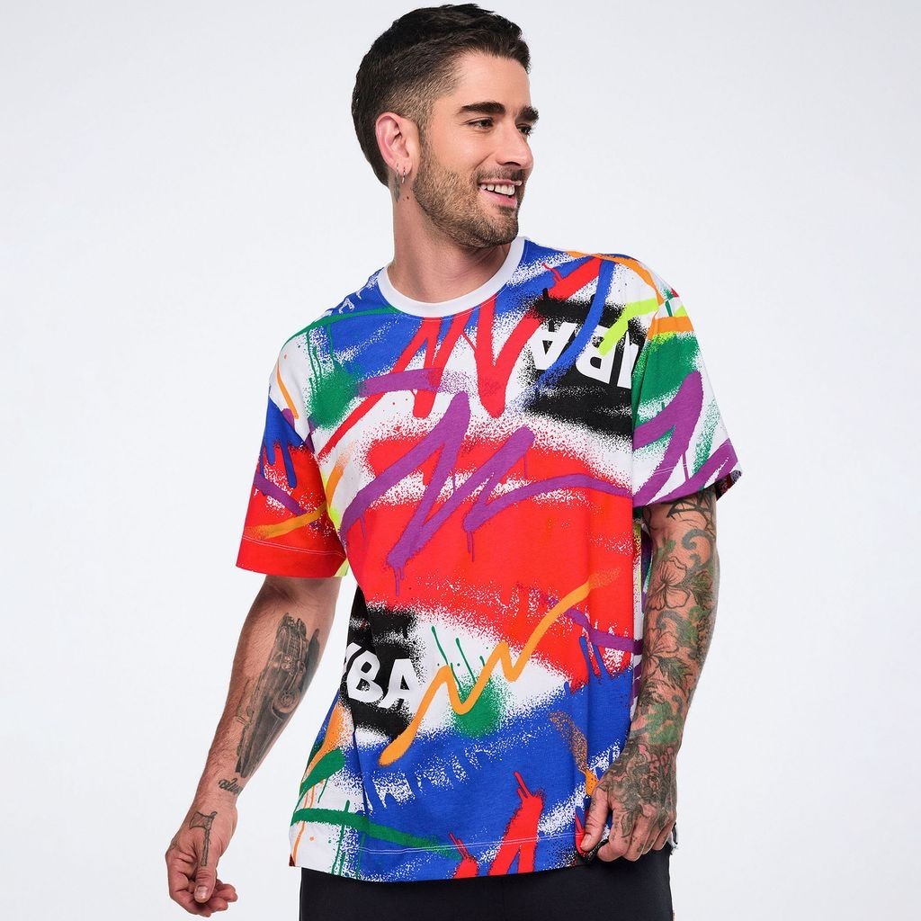 Zumba Pride Oversized Crew Neck Tee - White/Black (men's sizing) ~ XS S M L XL gallery