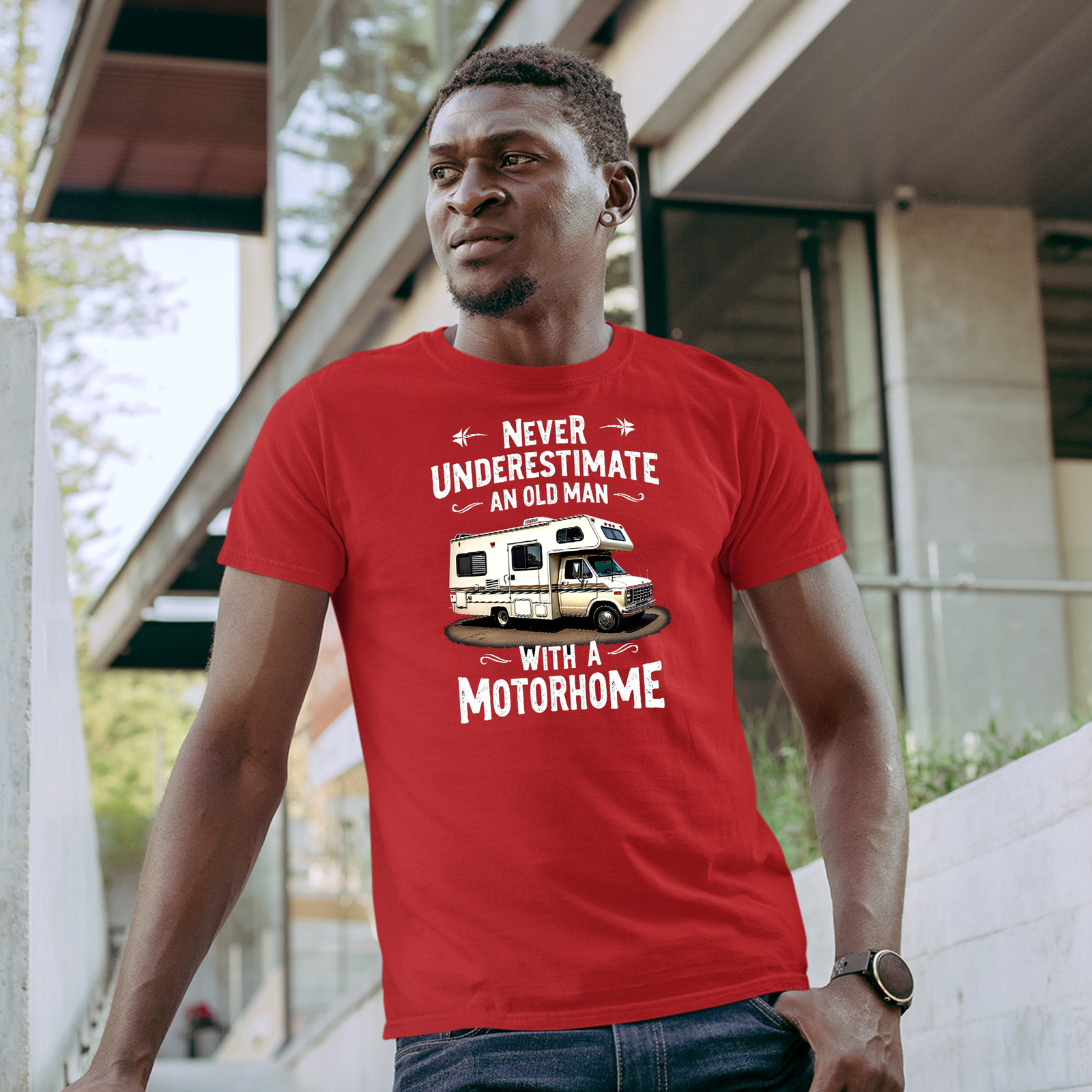 Old Man Motorhome Humour T Shirt Never Underestimate An Old Man With A Motorhome gallery
