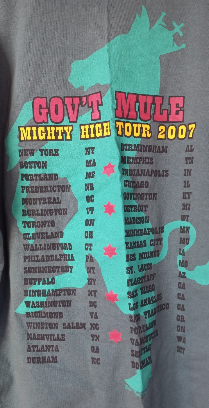 Gov't Mule 2007 Mighty High Tour Shirt XL Exc Used Condit Sea Green Great Color gallery