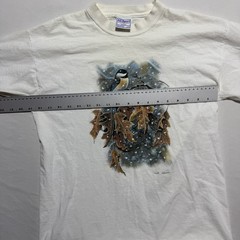 Vintage 90s David Wentzel Chickadee Wildlife Art T-Shirt L All Sport Nature Bird