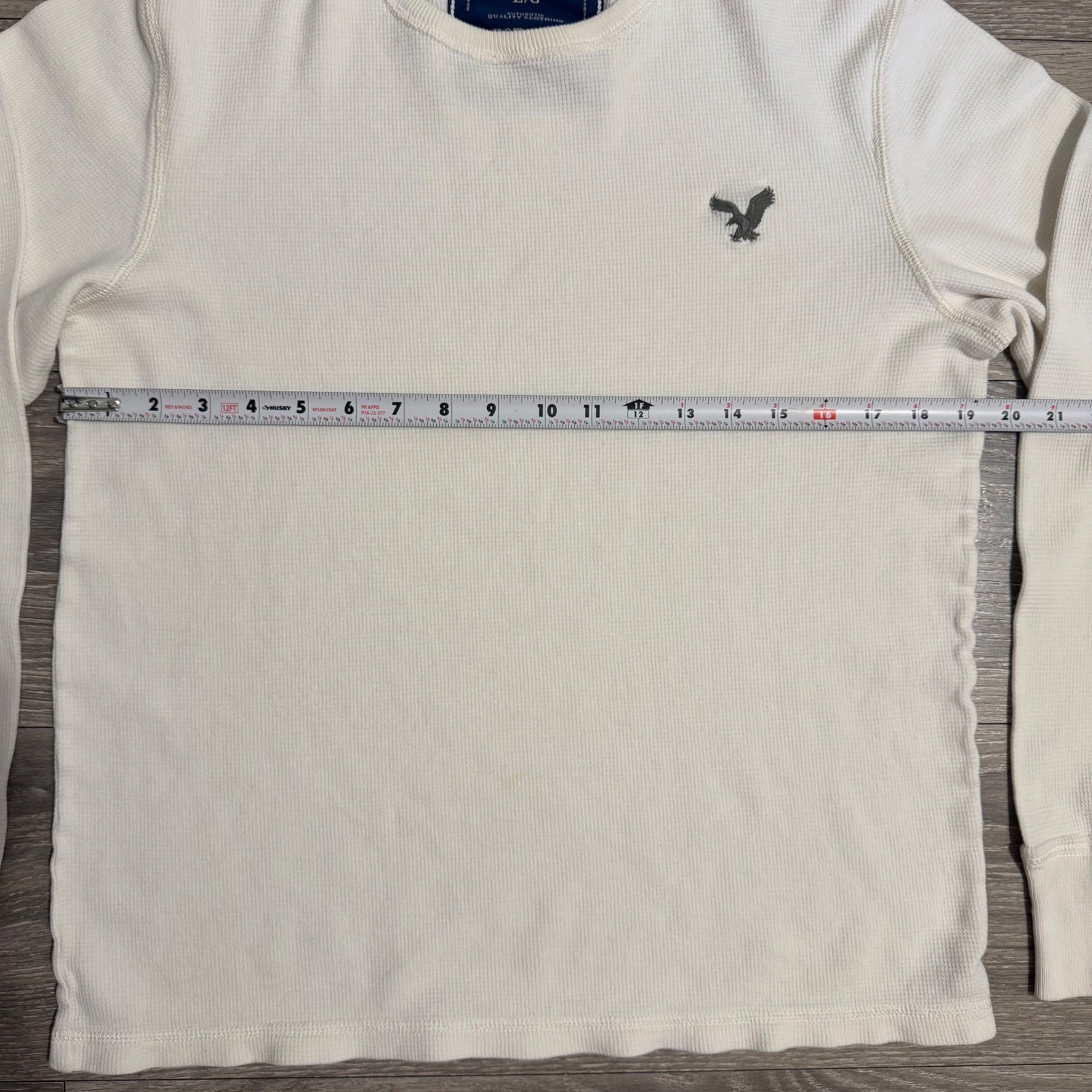 Y2K American Eagle Mens Shirt L White Waffle Knit Thermal Long Sleeve Minimalist gallery