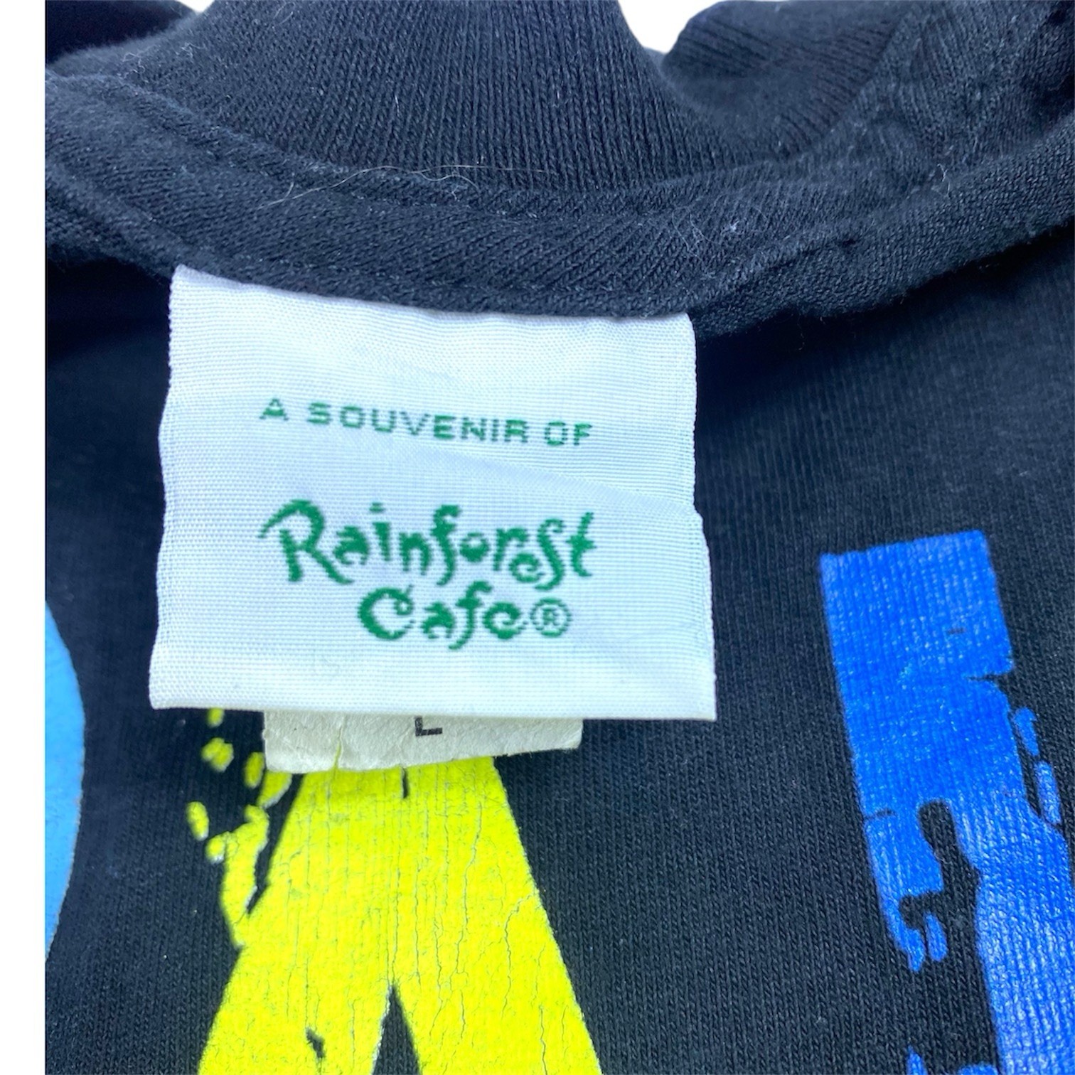 Vintage 90s Rainforest Cafe T-Shirt Men’s LARGE Black Logo Animals 100% Cotton gallery