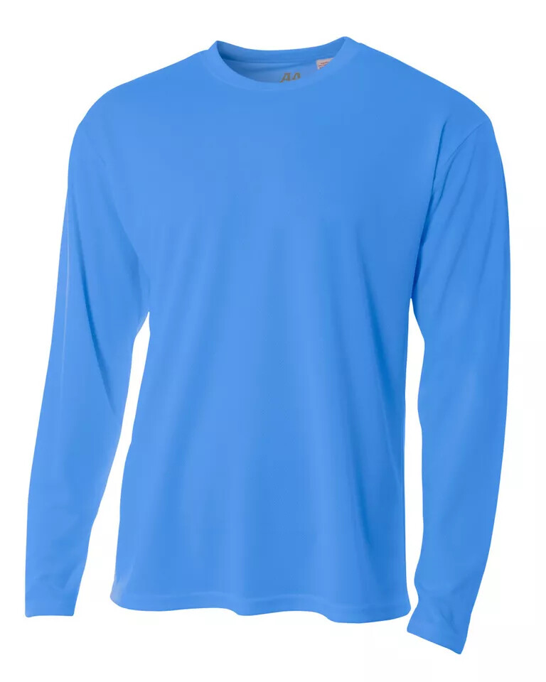 A4 N3253 Mens 100% Polyester Long Sleeves Crew Neck Birds Eye Mesh Tee T-Shirt gallery