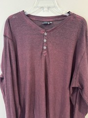 Burnside Thin Thermal Henley Base Layer Size 2XL Maroon Long Sleeve