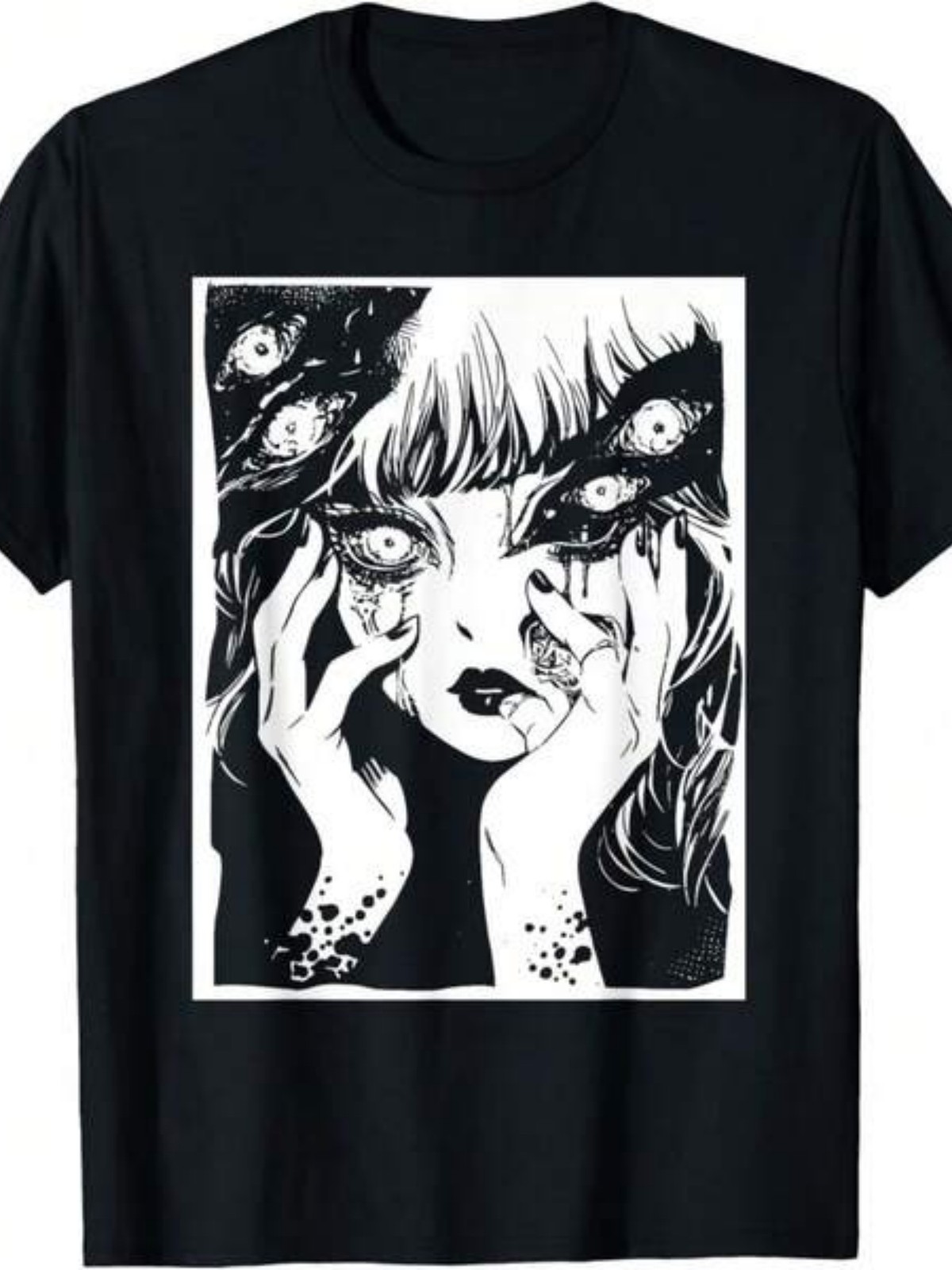 Horror Anime T Shirt Creepy Manga Japanese Harajuku Graphic Casual Tee gallery