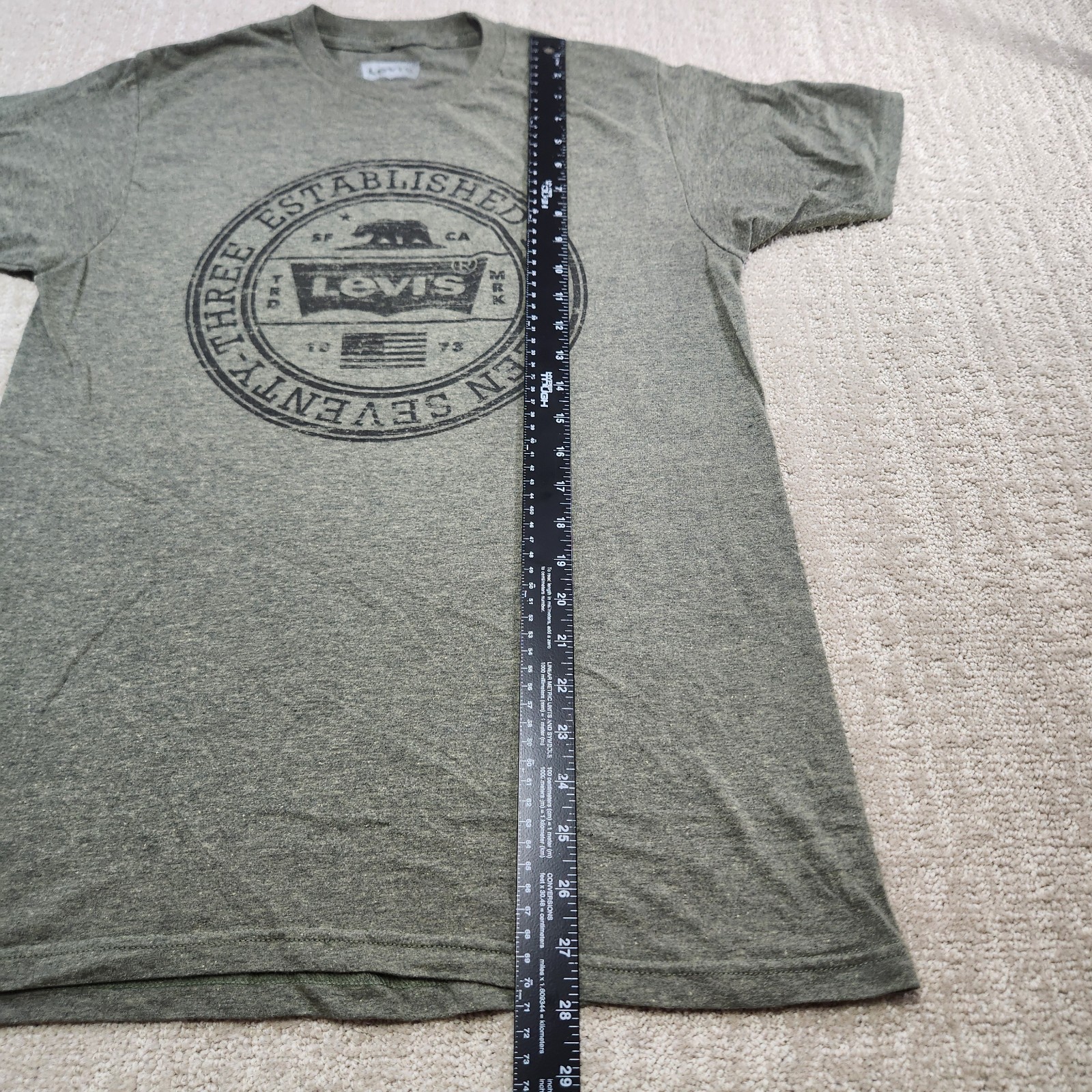 Levis Shirt Men Medium Stretch Military Green California Republic gallery